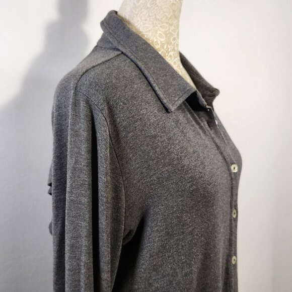 Soft Surroundings Size M Button Up Tunic Shirt Jersey Knit Cool Breeze Gray - Picture 6 of 15